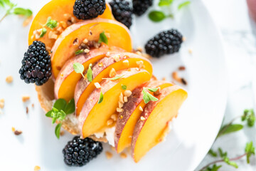 Peach ricotta toast