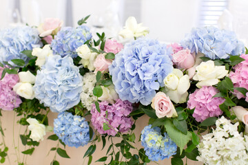 Wedding table hydrangea flowers decorations