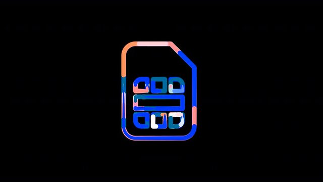 Circles gather in symbol sim card. After it crumbles in a line and moves to the camera. Alpha channel black
