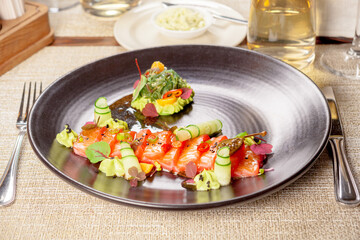 Grilled salmon and vegetables