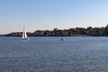 Westcott Cove with a Sail Boat in Stamford Connecticut