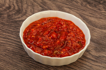 Tomato spicy sauce in the bowl