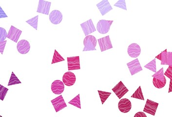 Fototapeta premium Light Pink, Blue vector template with crystals, circles, squares.
