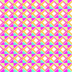 Seamless vector abstract pattern. Geometric pink and blue shapes in the original ornament. Textured background for design of trendy fabrics and paper