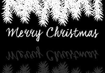 Illustration with Merry Christmas message written on a chalk board