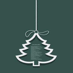 Christmas tree with copy space. Minimal Christmas abstract background. Christmas greeting card. Vector illustration.