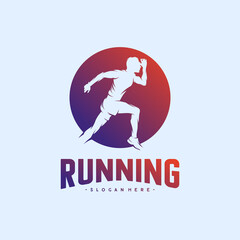 Running Man silhouette Logo Designs