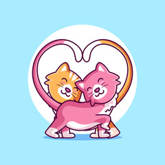 cute couple cat in love
