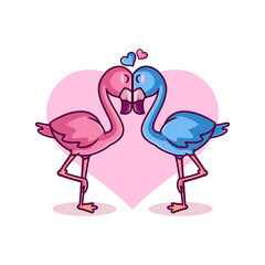 cute couple flamingo fall in love