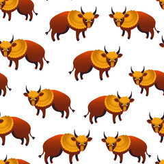 Fototapeta premium bulls cute animals character isolated on white background. Concept for wallpaper wrapping paper, cards 
