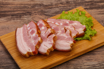 Tasty smoked pork brisket slice