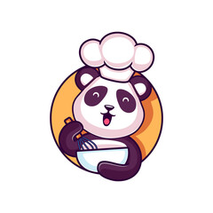cute chef panda cooking icon