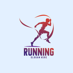 Running Man silhouette Logo with Finish ribbon