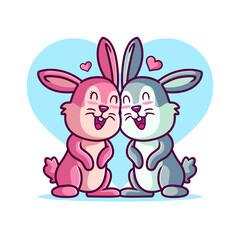 cute valentine's day rabbits couple