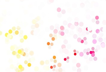 Light Red, Yellow vector background with bubbles.