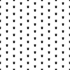 Square seamless background pattern from black alarm clock symbols. The pattern is evenly filled. Vector illustration on white background