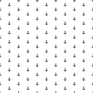 Square seamless background pattern from geometric shapes. The pattern is evenly filled with black sea anchor symbols. Vector illustration on white background