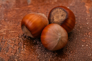 Hazelnut heap isolated over background