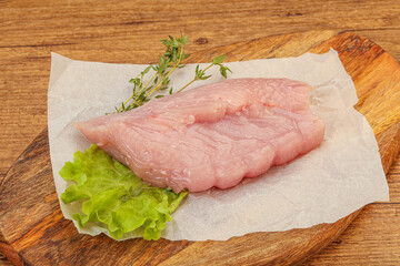 Raw turkey breast steak for cooking