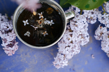 cup of tea with flowers