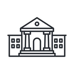 School building icon in line design style. Vector illustration.