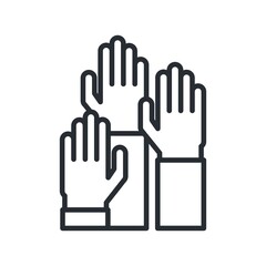 Raised hands for education concept. Vector illustration.