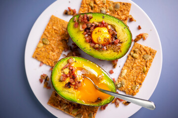 Backed avocado with egg
