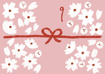たくさんの桜　紅白無地熨斗　熨斗紙・掛け紙

