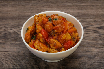 Chicken with oyster sauce and vegetables
