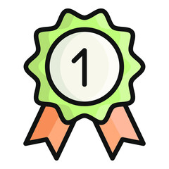 badge vector color outline icon, school and education icon