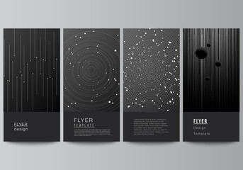 Vector layout of flyer, banner design templates for website advertising design, vertical flyer design, website decoration backgrounds. Tech science future background, space design astronomy concept.