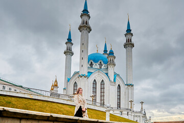 Fototapeta na wymiar Kazan, Russia - October 26, 2020, Kul Sharif mosque on the territory of the Kazan Kremlin