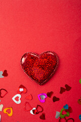 Red hearts on red background. Love concept