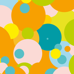 Abstract vector pattern of multicolored circles.