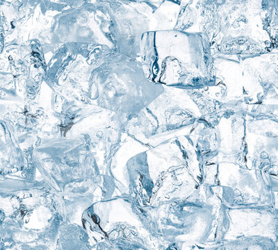 Seamless ice cubes texture background. Crushed ice blue toned seamless pattern.
