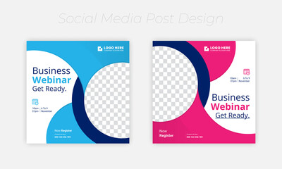 Webinar social media banner, for Business Live webinar or conference invite and Online business promotion banners design set.