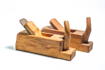 Two Old wooden jointer isolated on a white background