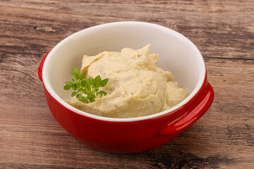 Vegan food - hummus with olive oil