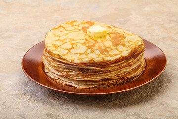 Stack of Russian traditonal pancakes