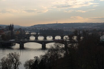Panorama of prague at sunset