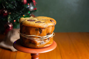 Delicious wrapped chocolate panettone for Christmas.