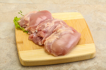 Raw chicken boneless and skinless leg