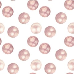 watercolor pattern large pearls on a white backgroun