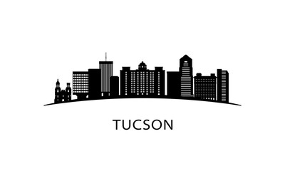 Fototapeta premium Tucson city skyline. Black cityscape isolated on white background. Vector banner.