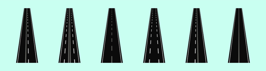 set of road cartoon icon design template with various models. vector illustration isolated on blue background