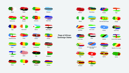 brush stroke flags of african countries