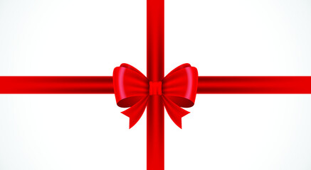 Red bow ribbon on white background. red bow gift package isolated