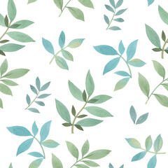 Botanical seamless pattern. background from watercolor leaves. Green leaves on a white background. ornament for design, print, wallpaper and textile.