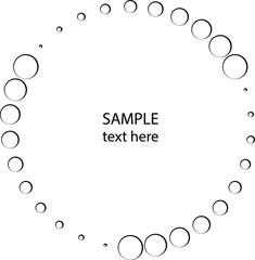 Curved black hollow halftone dots. Vector illustration. Design element for logo, sign, symbol, tattoo, web pages, prints, posters, template, monochrome pattern and abstract background