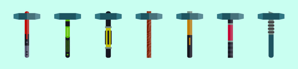 set of sledge hammer cartoon icon design template with various models. vector illustration isolated on blue background